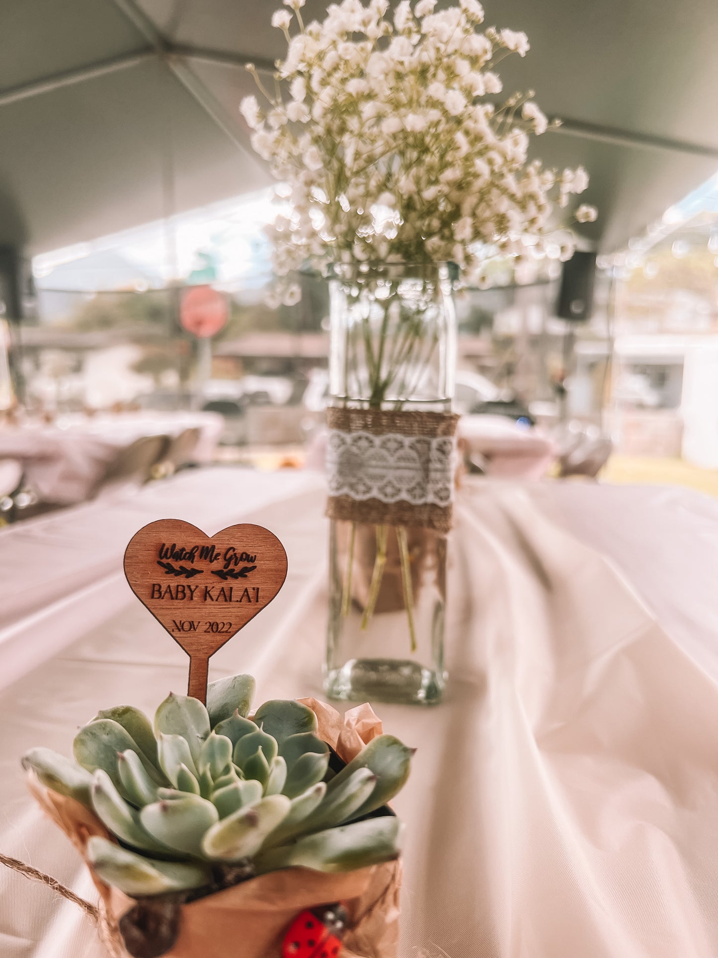 Personalized Wooden Heart Succulent Tag | Planter Stick | Custom Plant Marker