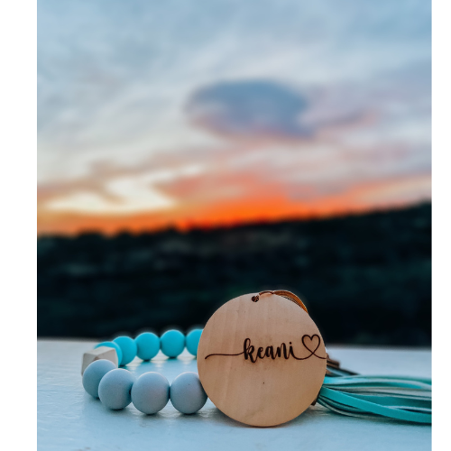 Silicone Wristlet Keychain with Wooden Disc